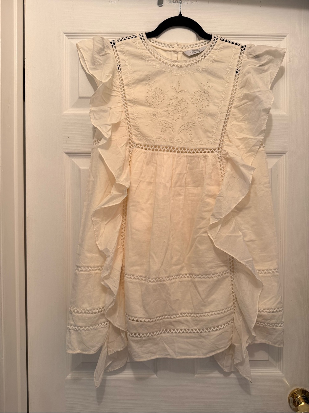 NEW! & Other Stories - Embroidered Ruffled Mini Dress - Cream - Size M
